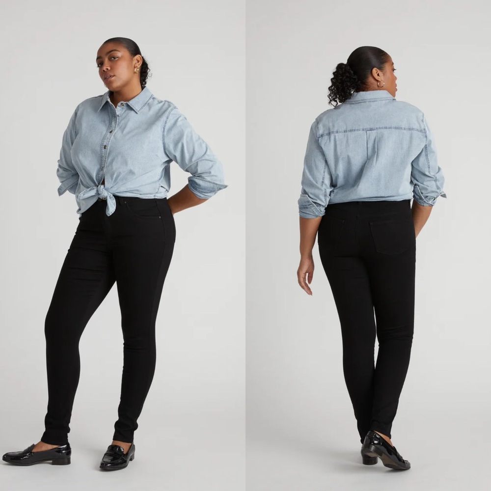 Universal Standard Seine High Rise Black Skinny Jeans 18 Long - 32 Inch